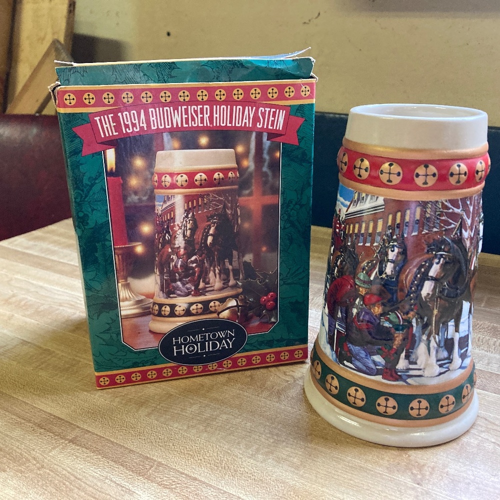 Budweiser Christmas Beer Stein 1994